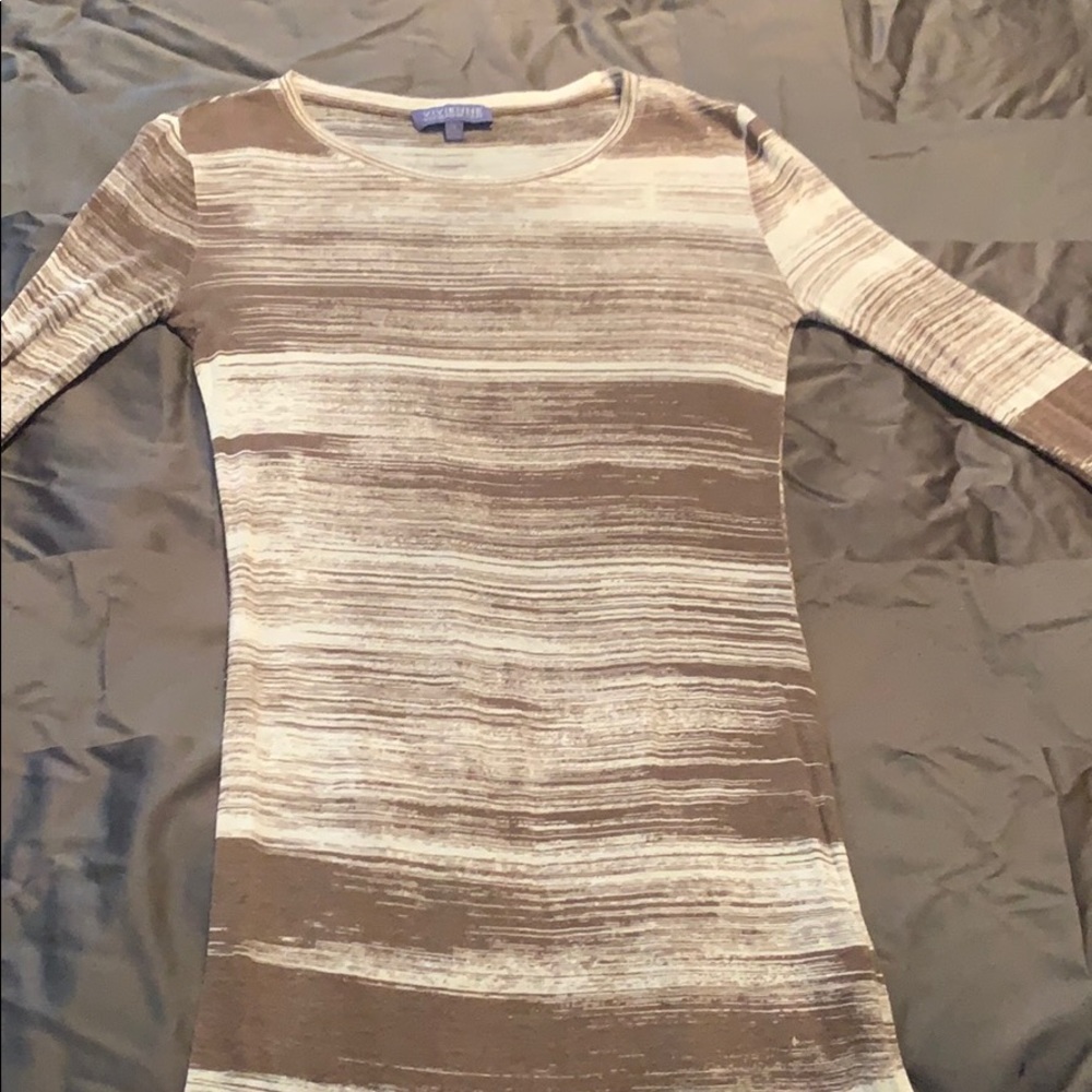 Really cute beige and white striped shirt